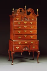 Queen Anne carved high chest-of-drawers, Connecticut or New York, 1760-80