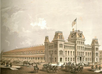 Railroad Depot, from Chicago Illustrated, with Literary Descriptions by James W. Sheahan, Published by Jevne & Almini, Chicago