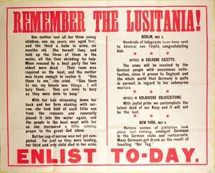 "Remember the Lusitania" WWI Recruiting Poster