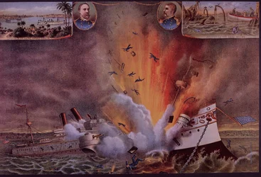 Spanish-American War 1898, USS Maine Blown Up in Havana Harbor