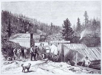 The Indian War, Deadwood City, Black Hills of Dakota, from a photograph by S. J. Morrow