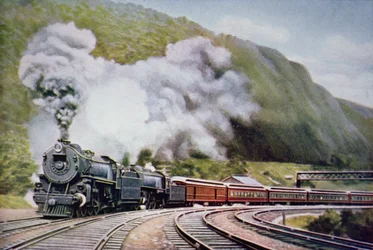 The New York to Chicago Express at the Horse-Shoe Curve, Alleghany, c.1930