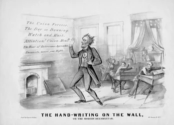 The hand-writing on the wall, or, The modern Belshazzar