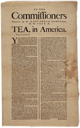 To the Commissioners Appointed by the East-India Company, for the Sale of Tea, in America, signed Scaevola, 1773