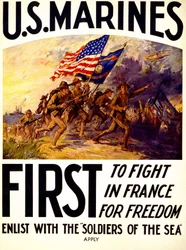 U.S Marines - poster on soldiers fighting for freedom in France (1914-1918)