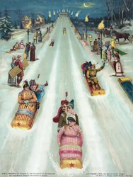 Victorian Poster of Night Sledding