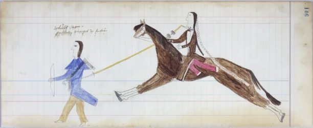 White Man Partially Changed to Indian, Illustration from the Black Horse Ledger, 1877-79