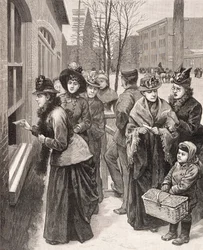 Women casting votes in Cheyenne, Wyoming, USA