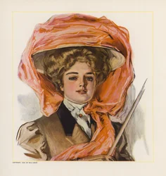 Young Woman in a Hat with an Orange Organza Decoration