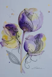 Elegant Watercolor Doodle Flowers