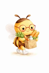 Happy Bee With Groceries