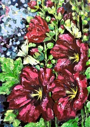 Red Hollyhock Butterflies