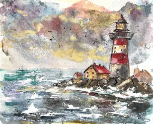 Stormy Lighthouse Coast