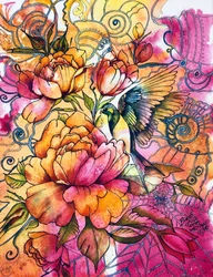 Vibrant Blooms Bird