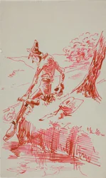 Man Fishing and Holding Bottle
