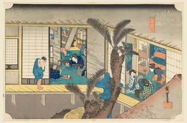Akasaka, Interior of Inn, in The Fifty-Three Stations of the Tokaido Road