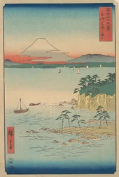 Fuji from Miura, Sagami Soshu Miura no Kaijo, from the series Thirty-six Views of Mount Fuji, 1858
