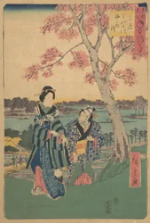 Plum-Blossom Viewing in the Third Month at Sumida River from the Series Annual Events