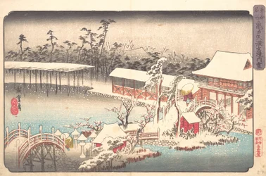 Tenmangu Shrine at Kameido in Snow