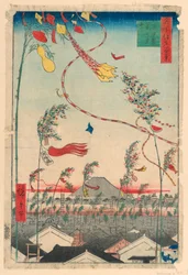 Town Prosperous with Tanabata Festival, from the Series One Hundred Views of Edo