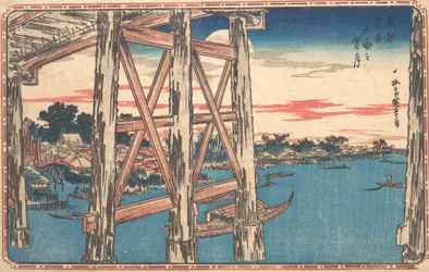 Twilight Moon at Ryogoku Bridge