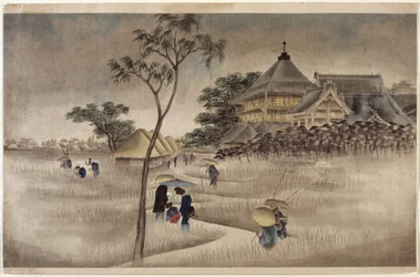 Large Building with Huts Below