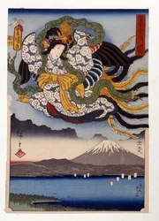 Amaterasu the goddess of the Sun on Mount Fuji