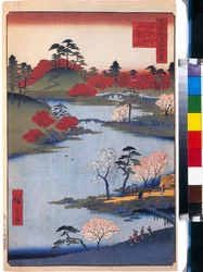 Open Garden at the Hachiman Shrine in Fukagawa (One Hundred Famous Views of Edo)