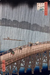 Ohashi, Sudden Shower at Atake, from the series "One Hundred Views of Famous Places in Edo"