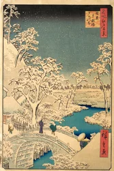 The Taiko Bridge and the Yuhi Mound at Meguro, from The Hundred Famous Views of Edo