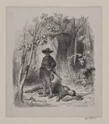 A Bandit Standing Next to a Young Man He Has Murdered