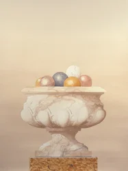 Marble White Vase with Six Marble Balls