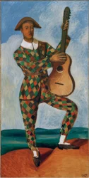 Harlequin with guitar