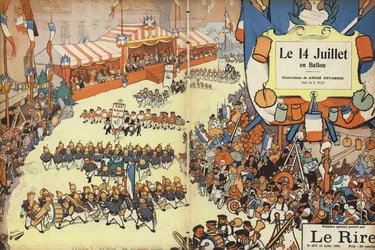 Bastille Day parade, illustration for Le Rire