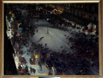 The Charge, Boulevard Montmartre. Scene of demonstrations in Paris. Painting by André Devambez (1867-1944), 1901. Sun. 1.27 x 1.62 m. Paris, Musée d