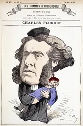 Cartoon by Charles Floquet (1828-1896), lawyer and president of the Council between 1888 and 1889. He wounded General Boulanger in a duel, whose ideas he fought. Drawing by Gill in 