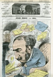 Cartoon by Jules Simon (1814-1896), politician, historian of philosophy, philosopher, French essayist. Cover in 
