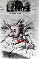 Gustave Doré. French draughtsman and painter (1832 to 1883). Cartoon by DeGill. The eclipse