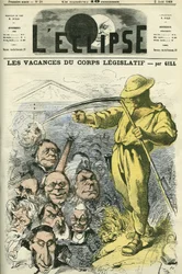 During the holidays of the Legislative Corps, deputies of the National Assembly leave the Palais Bourbon. Cover of "L