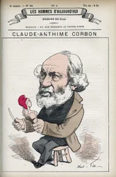 Portrait of Claude Anthime Corbon, French Senator. Cartoon by Gill in 