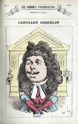 Portrait of Constant Coquelin (1841-1909), French Theatre Actor. Caricature by Gill, Paris.