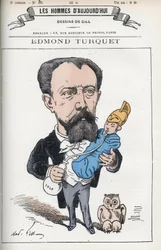 Portrait of Edmond Henri Turquet, a French politician, he was depute of the Aisne from 1871 to 1889. Cartoon by Gill, Paris