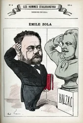 Portrait of Emile Zola (1840-1902), French man of letters. Caricature by Gill, Paris