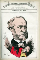 Portrait of Ernest Hamel (1826-1898), French lawyer and politician. Cartoon by Gill, in 