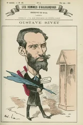 Portrait of Gustave Rivet (1848-1936), a French ensignant and politician, he was Senator of the Isere from 1903 to 1924. Cartoon by Gill, Paris