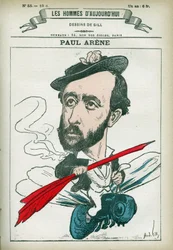 Portrait of Paul Arene, French poet and writer. Cartoon by Gill, Paris