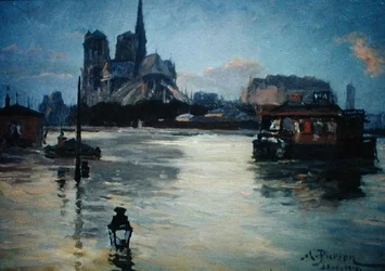 View of the Pont de la Tournelle During the Floods of 1910