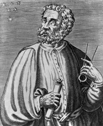 Portrait of Ferdinand Magellan, Portuguese Navigator, engraving by Andre Thevet from True Portraits and Lives of Illustrious Men