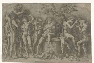 Bacchanal with Satyrs and Bacchantes by a Wine Press