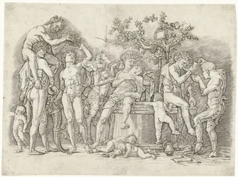 Bacchanal with Satyrs and Bacchantes at Wine Press